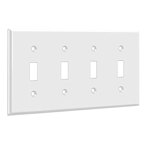 Enerlites Quad Light Switch Wall Plate, Standard Size 4-Gang 4.50" X 8.19", Unbreakable Polycarbonate Thermoplastic, 8814-W, White #TOP7