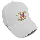 Speedy Pros Baseball Cap American Veteran Korean War A Embroidery Acrylic Dad Hats for Men & Women Strap Closure White