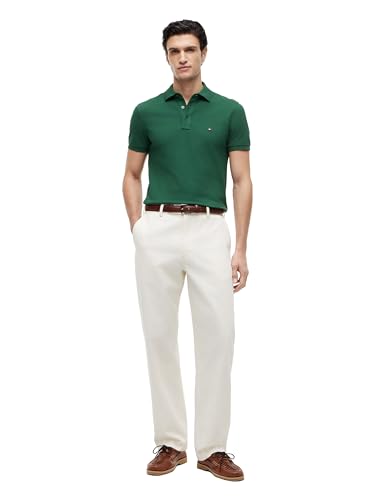 Image of Tommy Hilfiger Men's Short Sleeve Polo Shirts in Slim Fit with Stretch and Organic Pique Cotton