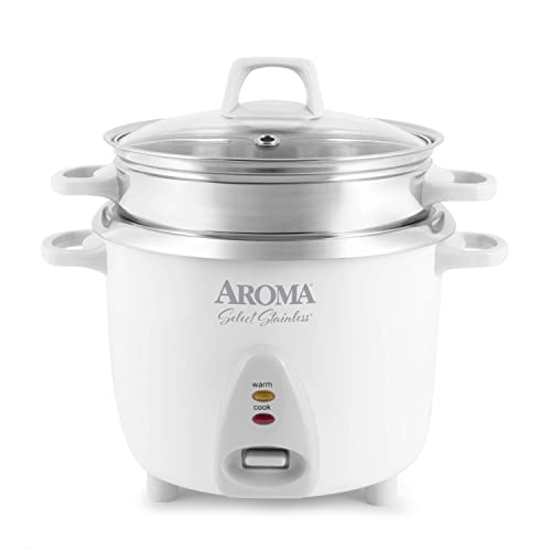 Comparison: Best Pots For Cooking Rice 11 Aroma Housewares 14-Cup (Cooked) / 3Qt. Select Stainless Pot-Style Rice Cooker, & Food Steamer, One-Touch Operation, Automatic Keep Warm Mode, White (ARC-757-1SG)