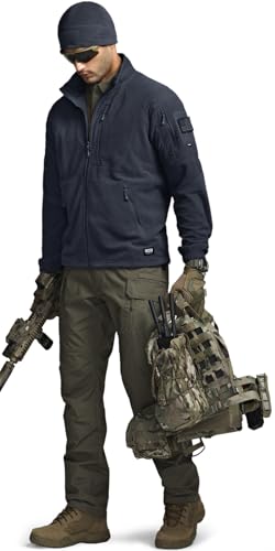 Image of CQR Men's Full-Zip Tactical Jacket, Soft Warm Military Winter Fleece Jackets, Outdoor Coats with Zipper Pockets