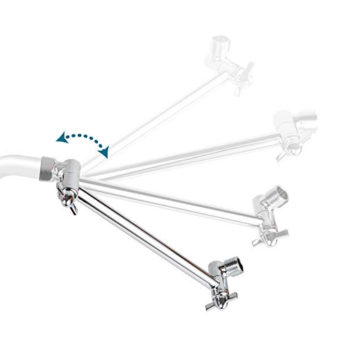 image for Hibbent 8 Inch Solid Brass Adjustable Shower Head Extension Arm Flexib