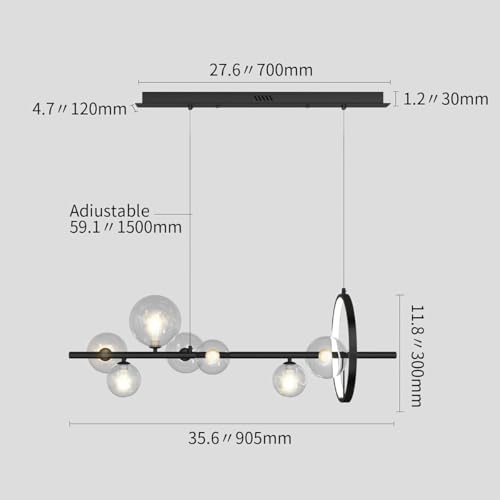 Lustre pour table à manger et îlot central avec éclairage LED puissant - 2