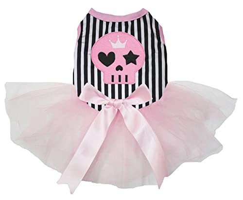 Petitebella Pink Skull Face Puppy Dog Dress (Stripes/Pink, Medium) #TOP13