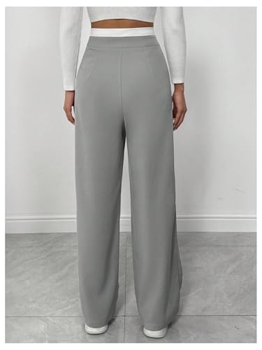 MakeMeChic Women's Wide Leg Dress Pant High Waist Palazzo Asymmetrical Business Work Trousers Pants2