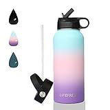Insulated Water Bottle with Straw Lids & Wide Mouth Cap, Vacuum Stainless Steel Water Bottles for...