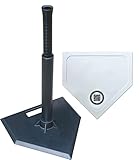 Jugs Hit Like a Pro Hitting Tee and Throw Down Home Plate. Patented Grip-N-Go Handle, New Ribbed Upper tee Tube Prevents Your tee Tube from Slipping During Practice, 100% Rubber Construction, (A0401)