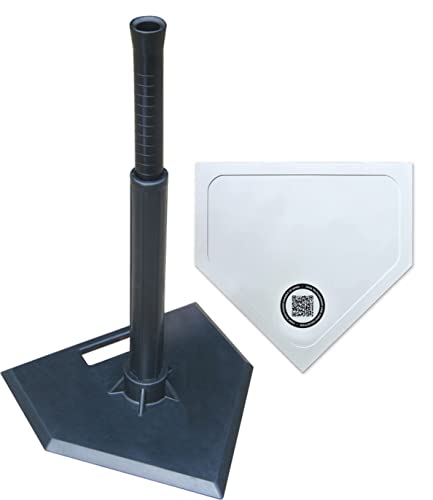 Jugs Hit Like a Pro Hitting Tee and Throw Down Home Plate. Patented Grip-N-Go Handle, New Ribbed Upper tee Tube Prevents Your tee Tube from Slipping During Practice, 100% Rubber Construction, (A0401)