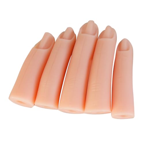 minkissy 5pièces Modeles Doigts Silicone Manucure Faux Doigts Pratique Ongles Naturels Accessoires Entraînement Nail Art Reutilisables