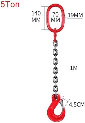 5 Ton G80 Alloy Steel Lifting Chain Sling - Heavy Duty Hoist for Cargo Towing & Handling, Includes Durable Sling Hooks, Perfect for Industrial & Commercial Use(5Ton-1m-1leg) image 2