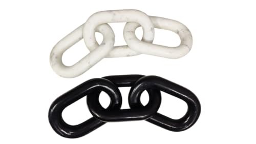 Sculpture de chaîne à maillons en marbre blanc authentique sans joint