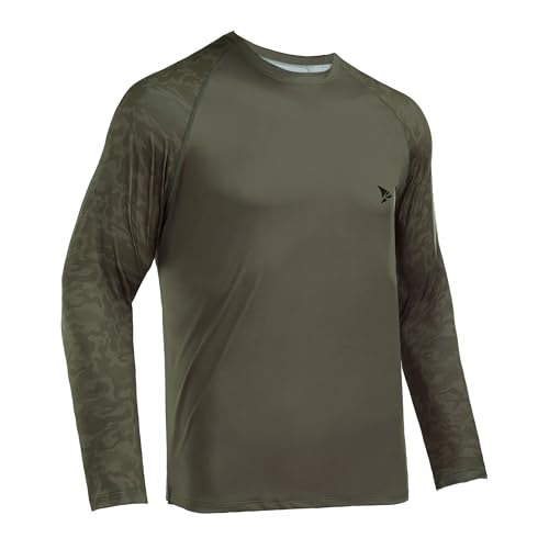 Rodeel Mens Loose-Fit Fishing T-shirt Bluff Performance Long Sleeve Shirt UPF 50 Raglan Sleeve