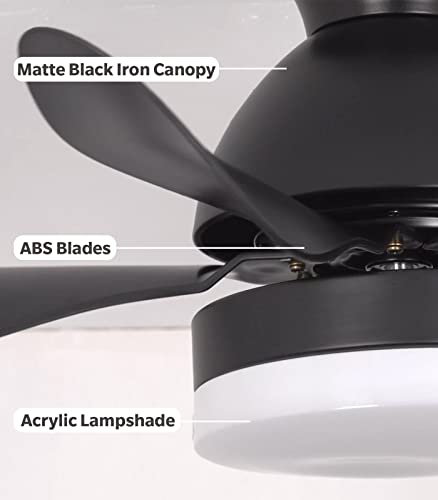7Pm Ceiling Fans With Lights, 30 Inch Flush Mount Ceiling Fan With Remote & App Control, Dimmable Led Ceiling Fan 2160 Lumens 22W, 6 Wind Speeds, Small Black Ceiling Fan For Indoor And Outdoor Covered #TOP7