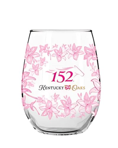 Kentucky Derby KD 152 Official Oaks Lilly Glass Elegant Horse Racing Souvenir Drinkware Collectible Stemless Glass Cup Quality Beverage Glassware For Oaks Day And Special Celebrations