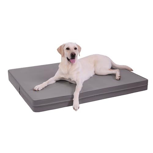 Vonabem Waterproof XL Dog Beds Large Sized Dog - Outdoor Orthopedic Cooling Washable Crate Pad, Durable Leather Anti-Slip Kennel Bed 41"x27", Graphite Grey