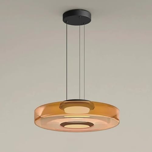 Lustre suspension LED ambre pour îlot de cuisine et repas convivial au salon
