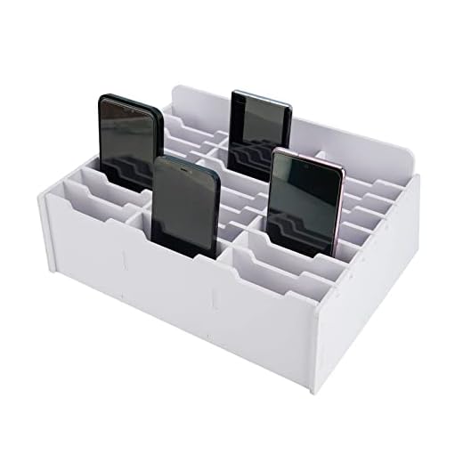 Sanfurney 24 Slots Cell Phone Storage Box for Classroom Calculator Holder Class Cell Phone Organizer White