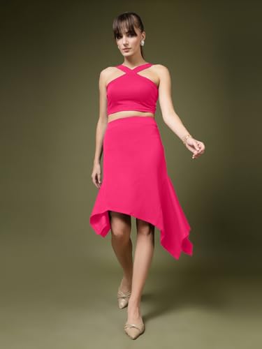 Image of OOMPH! Women Stretchable Relaxed Fit Crop Top With Stylised Shoulder Straps