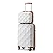 British Traveller Suitcase Sets of 2 Lightweight ABS+PC Hard Shell Suitcase with TSA Lock Spinner Wheels Travel Carry On Hand Cabin Luggage with Beauty Case (Set of 2, Cream)