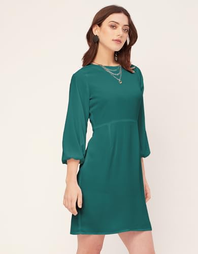 Boat Neck Bodycon Solid Georgette Dress - Women's Stylish Bodycon Dress2