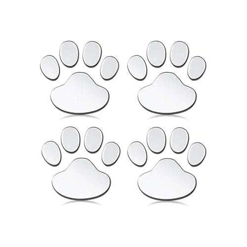 ベゼルシール動物の足跡シール3 Dシール自動車シール4枚セットステッカーステッカー防水・頑丈・超粘着性シルバー4枚セットのサムネイル