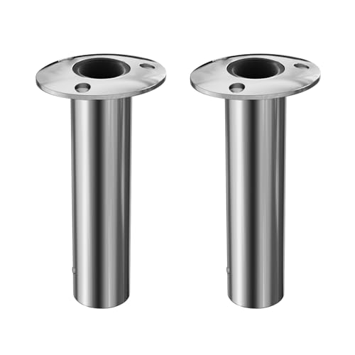 METRAXION 2Pcs Rod Holders for Fishing Boat Heavy Duty 316 Stainless Steel Fishing Rod Pole Holder Flush Mount 90 Degree Inner Tube and Gasket