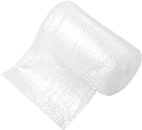 Cymax Luftpolsterfolie für Umzüge und Verpackung, 300 mm x 22 m, perforiert alle 30 cm, 20 zerbrechliche Aufkleber enthalten, 2 Rollen