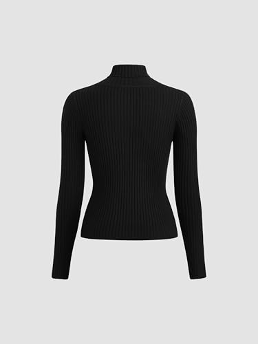 CIDER High Neck Solid Knitted Long Sleeve Top4