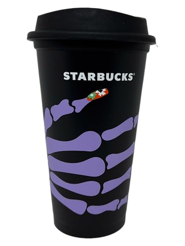 STARBUCKS Tasse de voyage réutilisable motif main squelette Halloween Grande taille 473 ml