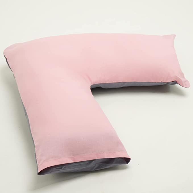 Night Zone V Pillow Orthopaedic V Shaped Pillow Extra Cushioning Support For Head Neck & Back Includes Complimentary FREE V Pillow Case (V-Pillow With Cover, Grey)