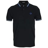  Fred Perry Herren M3600 Polohemd, Negro Y Azul, M