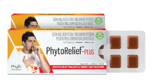 Image of PhytoRelief Plus is Natural & Sugar-Free | Quick Relief From Throat infection| prolonged Cold & Cough | Clinically Tested (2 Strips)