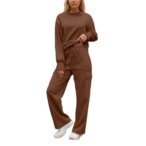 Sweatsuits Women 2 Piece Outfit Casual Crewneck Long Sleeve Sweatshirts Sweatpants Lounge Sets Tracksuits Set Fall Clothes