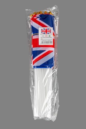 10pcs Union Jack Hand Flags Queen's Platinum Jubilee Waving Flag Royal Street Party Celebrations Sporting Events Pub BBQ Car Decorations
