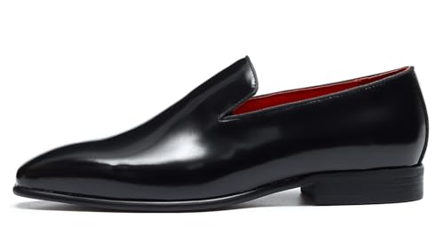 Santimon Mens Loafers Dress Casual Slip-On Penny Loafer Fashion Formal Business Moccasin Wedding Tuxedo Genuine Leather Comfortable Shoes for Men2