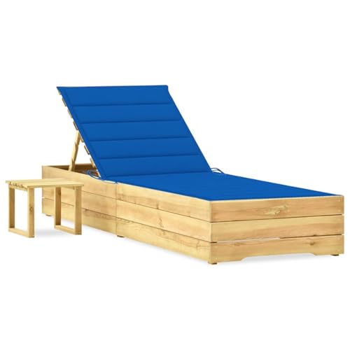 Homgoday Garten-Sonnenliege mit Tisch und Auflage Kiefer Impr?gniert...