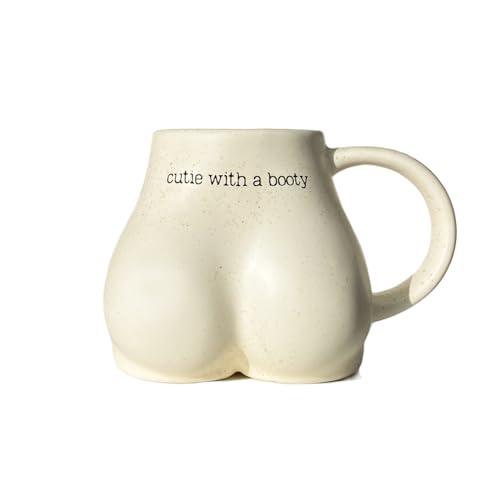 Butt Funny Coffee Mug for Women, Valentine's Day Gift, Cute Novelty Gifts Butt Shaped 3d Cup, Cute Mugs for Women Booty Mug, Female Body Mug Vase, Funny Mugs for Friends 12oz (Cream)