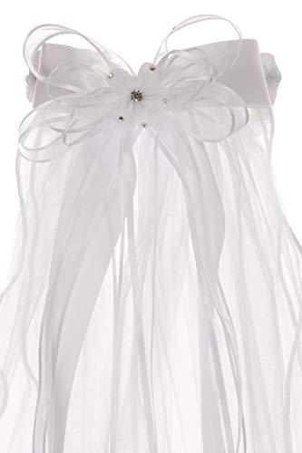 Girls first communion veil with tiara satin bow crown wedding bridal baptism2