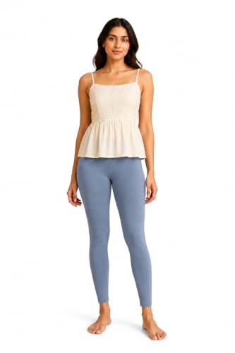 Image of Women's Cotton Lycra Ankle Length Leggings | Regular Rise, Soft 4 Way Stretch Fabric | Casual & Ethnic Wear