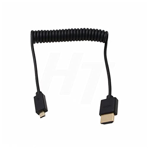 Image of Coiled Thin Micro HDMI to HDMI 2.0 4K Cable for ZCAM E2 Sony Canon Panasonic Blackmagic Camera ATOMOS Portkeys Monitor