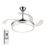 Ventilador de Techo Retráctil con Luz LED Regulable, 6 Velocidades, Kits de Luces de Techo Interiores con Ventiladores