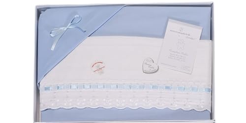 Lenzuolino culla neonato con tela aida,composè tela aida da ricamare,ottimo per idea regalo.Set composto da 3 pz,lenzuolo sopra+lenzuolo sotto+federa.100% Cotone misura 90X120 Made in Italy