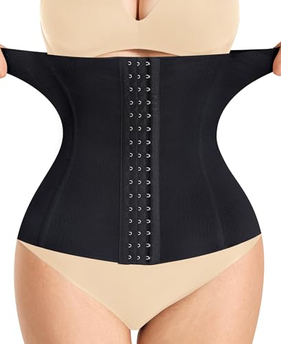 Junlan Women Waist Trainer Corset Shapewear Tummy Control Body Shaper Slimming Girdles Underwear (Black XS)