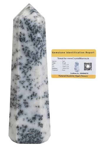 Image of Crystal Heaven Dendrite Opal Crystal Tower Obelisk Point For Chakra, Healing And Balancing - Aaa Grade Original Certified Gemstone Agate For Reiki Meditation Yoga Spiritual (3-4 Inches)