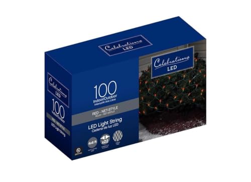 Celebrations 40802-71 Led Net Light Set, 4' L X 6' W, 100 Red Lights