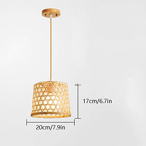 Araña de bambú E27 con altura ajustable para regular luz en dormitorios 6