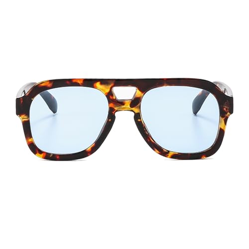 Long Keeper Retro Pilot Sunglasses Double Bridge Women Men Aviation Square Sun Glasses Thick Frame 70s Vintage Shades UV4002