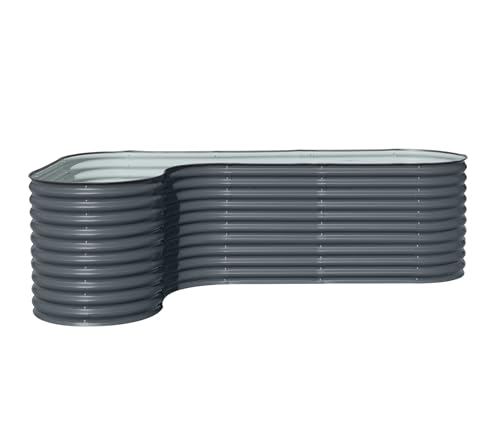 WESTMANN Grow Faster XL Hochbeet Metall | L-Form mit Erweiterung | Verzinktes Wellblech | Anthrazit | 320x160x82 cm | Hochbeet Garten Outdoor