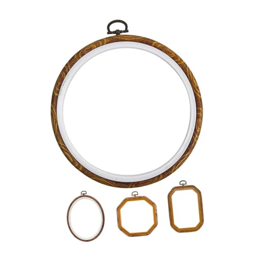 Aros de bordar SEWACC antiarrugas, juego de 4 bastidores pequeños imitación madera para exhibir