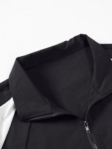Image of SOLY HUX Men's Varsity Jacket Zipper Color Block Windbreaker Jackets Long Sleeve Coats Streetwear
